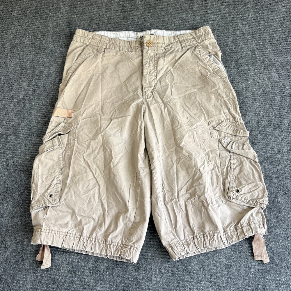 Route 66 Mens Tan Cotton Multi Pocket Cargo Shorts Khaki Size 34 RN 42000
